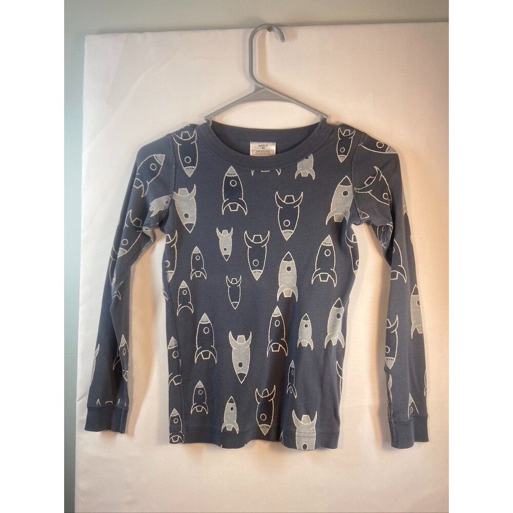 HANNA ANDESON BOYS SZ 8 130CM GRAY LONG SLEEVE ROCKET PRINT T SHIRT